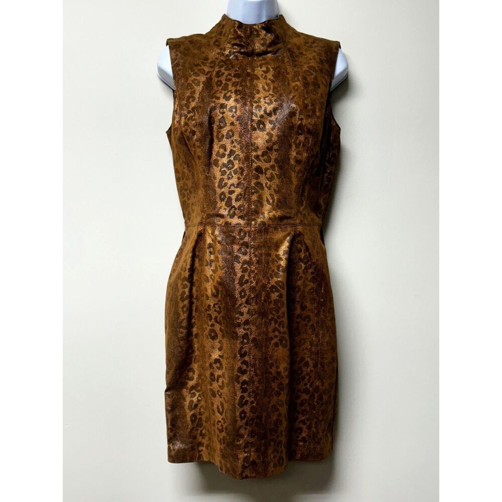 MICHAEL HOBAN NORTH BEACH LEATHER Vintage Leopard Keyhole Back Mini Dress, Sz 9*